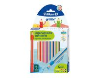 Crayon couleur pelikan griffix ergonomique coloris   assortis etui 12 unites