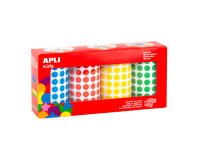 Gommette apli kids forme rondediam. 10,5mm coloris assortis pack 4 rouleaux 20768 unites