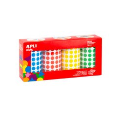 Gommette apli kids forme rondediam. 10,5mm coloris assortis pack 4 rouleaux 20768 unites