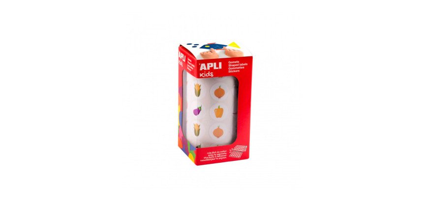 Gommette apli kids modele legumes ronde diam. 20mm      rouleau 900 unites