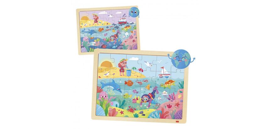 Puzzles en bois avec cadre akros eco puzzles sauvons la  planete 2 puzzles 24 pieces   et 2 puzzles 35 pieces 4