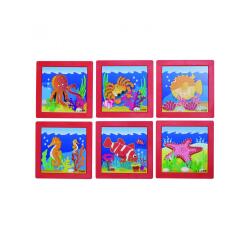 Puzzles souples avec cadre rolf les animaux marins 6     puzzles de 9 pieces