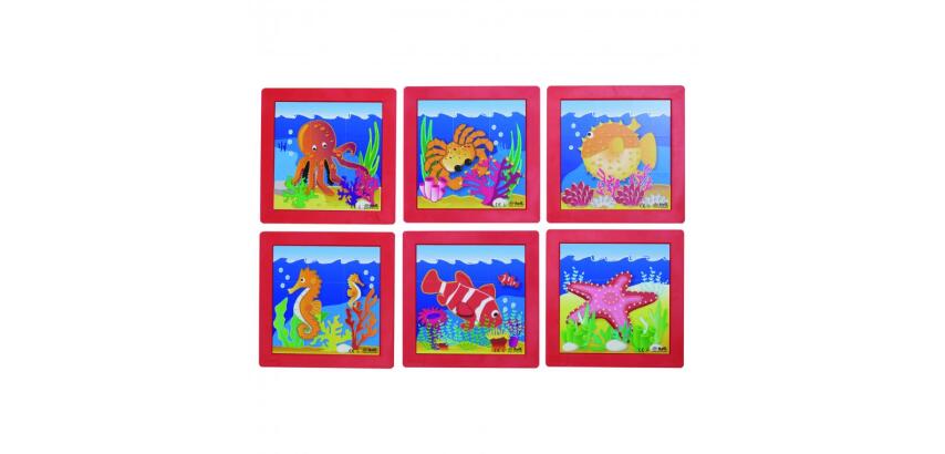 Puzzles souples avec cadre rolf les animaux marins 6     puzzles de 9 pieces