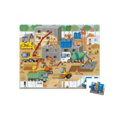 Puzzles carton 30 a 40 pieces janod le chantier 36 pieces   et 1 poster modele