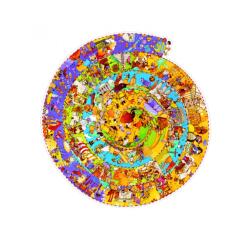 Puzzles carton 350 pieces djeco histoire + livret rond  fresque historique 350 pieces et poster de meme taille