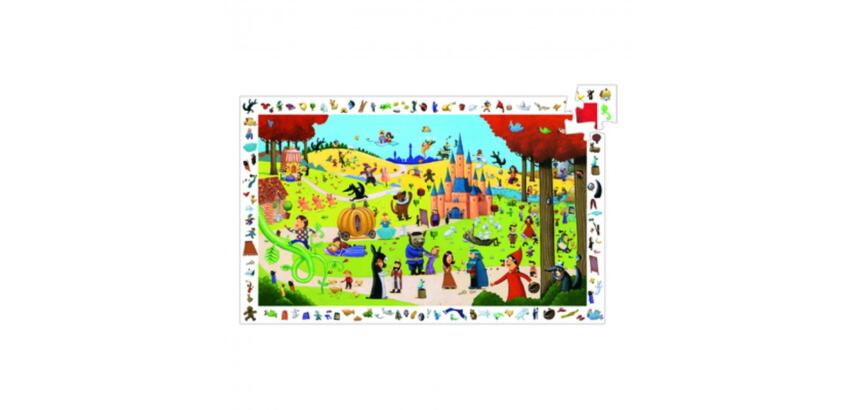 Puzzles carton d observation djeco les contes 2 en 1 54    pieces et 1 poster modele