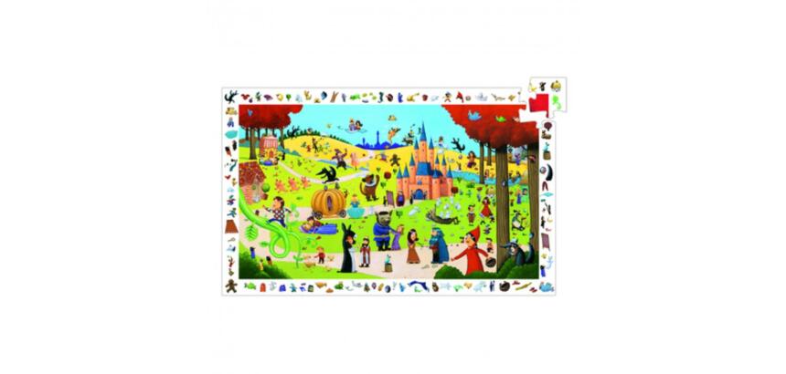 Puzzles carton d observation djeco les contes 2 en 1 54    pieces et 1 poster modele