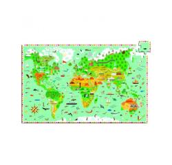 Puzzles cartes du monde djeco tour du monde 200 pieces 1    poster modele et 1 livret