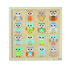 Symetrie et spatialisation rolf loto les hiboux symetrie et spatialisation 1 plateau   et 38 pieces bois