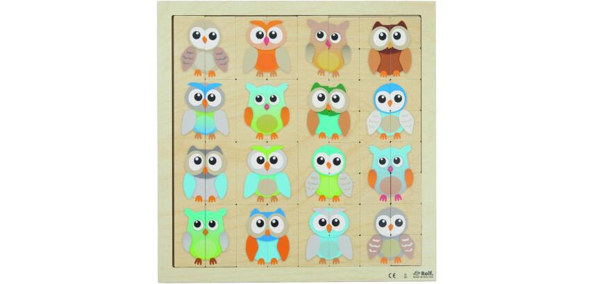 Symetrie et spatialisation rolf loto les hiboux symetrie et spatialisation 1 plateau   et 38 pieces bois