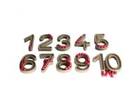 Approche du nombre wissner chiffres en relief et boules  11 chiffre et 60 boules rouge