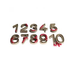 Approche du nombre wissner chiffres en relief et boules  11 chiffre et 60 boules rouge