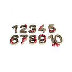 Approche du nombre wissner chiffres en relief et boules  11 chiffre et 60 boules rouge