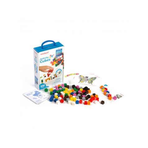 Atelier cubes miniland math premieres notions             mathematiques 100 cubes 10    coloris assortis 20 cartes d