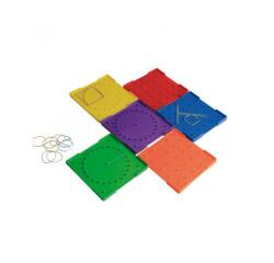 Geoplans wissner geoplans petits modeles activites de   geometrie lot de 6 unites et  elastiques couleurs