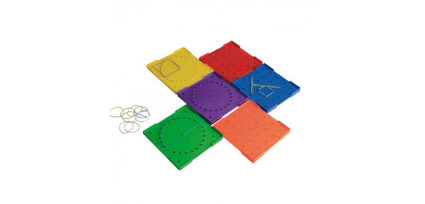 Geoplans wissner geoplans petits modeles activites de   geometrie lot de 6 unites et  elastiques couleurs
