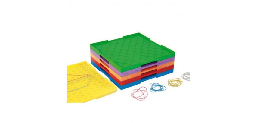 Geoplans wissner geoplans grands modeles activites de   geometrie lot de 6 unites et  elastiques couleurs