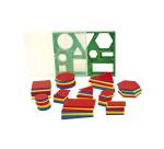 Accessoires pour geometrie eduplay formes geometriques   de base cercles carres        triangles 60 pieces coloris