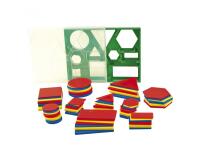 Accessoires pour geometrie eduplay formes geometriques   de base cercles carres        triangles 60 pieces coloris