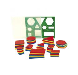 Accessoires pour geometrie eduplay formes geometriques   de base cercles carres        triangles 60 pieces coloris