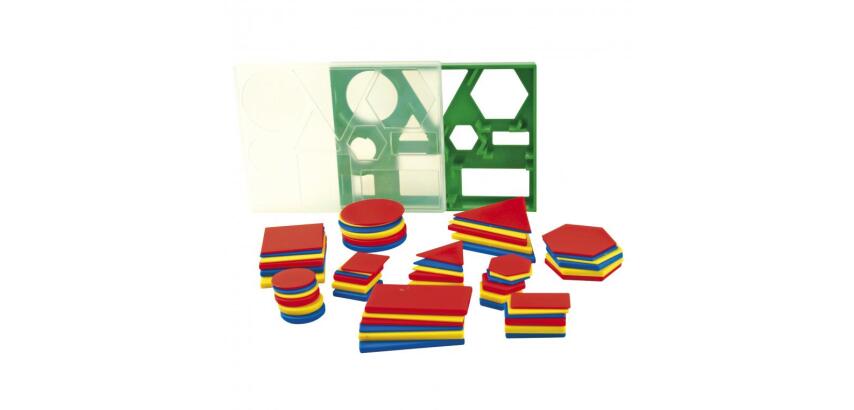 Accessoires pour geometrie eduplay formes geometriques   de base cercles carres        triangles 60 pieces coloris