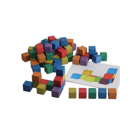 Accessoires pour geometrie wissner cubes 3d colores en 6 couleurs 2x2x2 cm 150 cubes 1 manuel de modeles