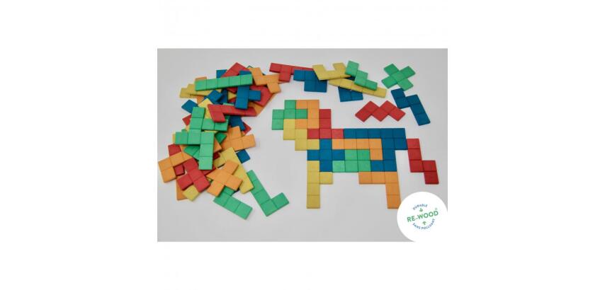 Accessoires pour geometrie wissner pentominos en re wood 60 pieces 5 coloris assortis