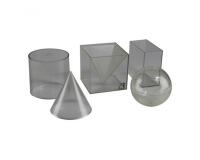 Solides et volumes wissner volumes a remplir corps       transparents plastique 5      pieces 10 cm
