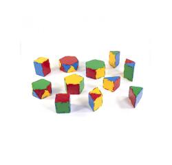 Connexion miniland polyedres en 3 dimensions emboitables   coloris et 7 formes assortis  le seau de 84 pieces