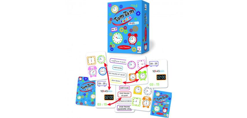 Apprentissage de l ehure et minutes ab ludis tam tam tic  tac 8 etapes 42 cartes 1 a 4  joueurs