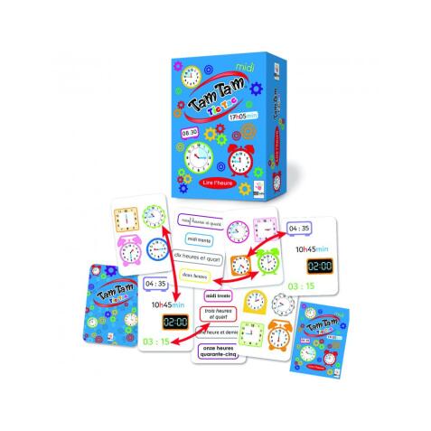 Apprentissage de l ehure et minutes ab ludis tam tam tic  tac 8 etapes 42 cartes 1 a 4  joueurs