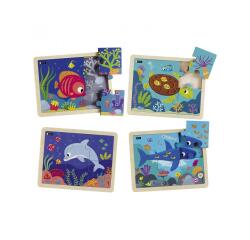 Puzzles nathan les animaux de la mer lot de 4 puzzles