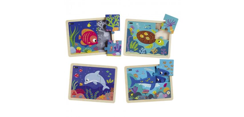 Puzzles nathan les animaux de la mer lot de 4 puzzles