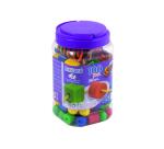 Lot maxi 100 perles plastique miniland 10 lacets 12 fiches  5 formes et coloris assortis