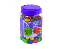 Lot maxi 100 perles plastique miniland 10 lacets 12 fiches  5 formes et coloris assortis