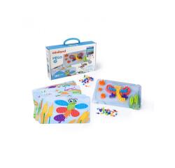 Mosaiques pegs miniland 3 tailles de pions diametre     10mm 180 pieces coloris       assortis 6 fiches modeles