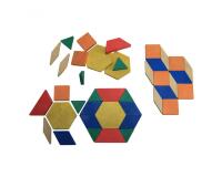 Lot de geomosaic blocs wissner pieces geometriques 6 formes et 6 couleurs 250      pieces 6 coloris assortis