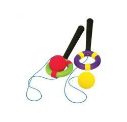 Jeux de kermesse first loisirs bilboquet mousse      anneau rigide caoutchouc      balle en mousse jeu ludique
