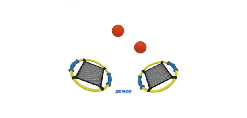 Jeux de raquette first loisirs raquettes trampoline  lot de 2 raquettes et 2       balles en mousse