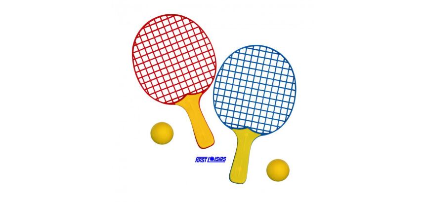 Jeux de raquette first loisirs set initiation jeux   de raquettes legeres 26 cm    lot de 12 et 12 balles en