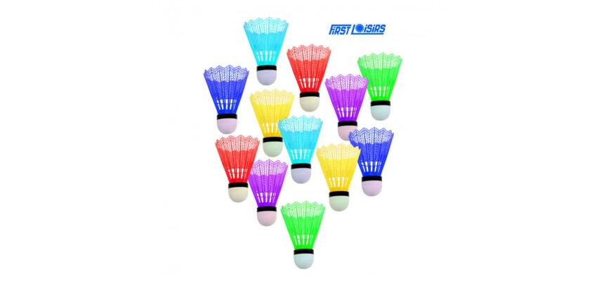 Badminton first loisirs volants de badminton lot de   12 coloris assortis