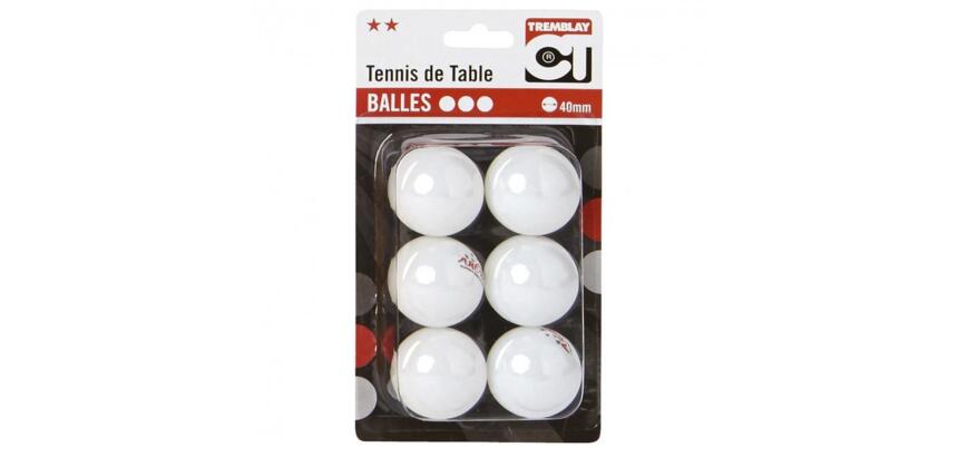 Balles de tennis de table tremblay initiation ecoles et collectivites 40 mm lot de 6  balles