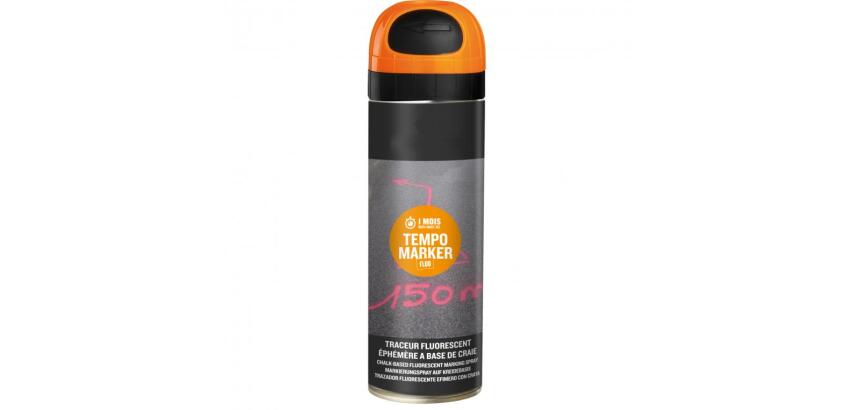 Bombe peinture first loisirs delimitation ephemere base    craie coloris orange aerosol  500ml