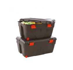 Malle rangement tremblay couvercle declipsable 2       roulettes capacite 110l       85x48x39cm