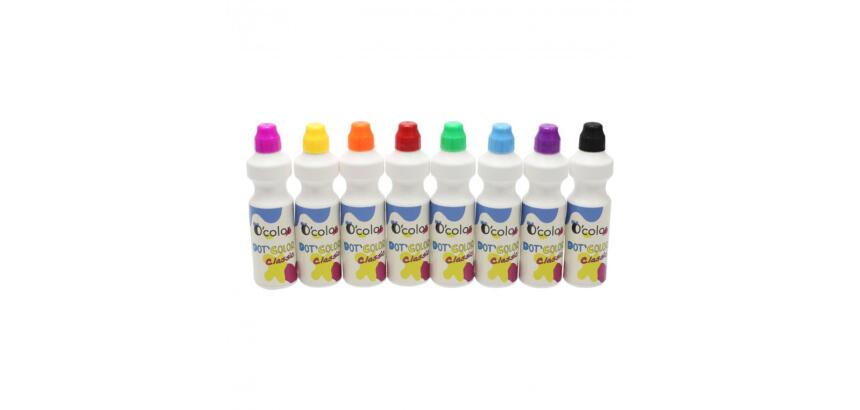 Applicateur gouache o color dot'colors marqueur embout    mousse lavable miscible 75ml  lot de 8 flacons