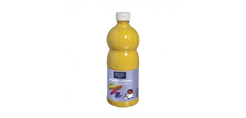 Gouache liquide colart redimix aspect veloute        miscible coloris jaune or     flacon 1l