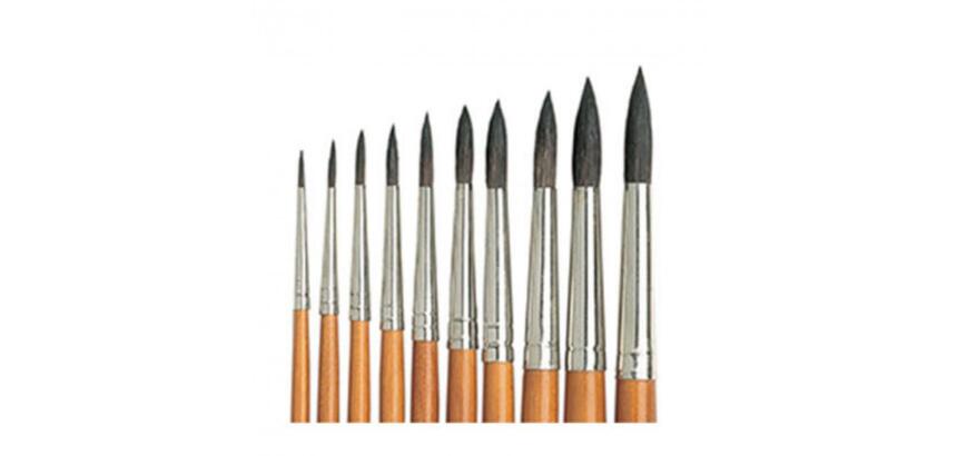 Pinceau o'color poils poney n 24 ideal gouache et aquarelle virole aluminium manche       boislaque lot 10 unites