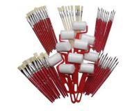 Lot assortiment de pinceaux brosses et rouleaux           differentes tailles 60 pieces assorties