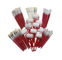 Lot assortiment de pinceaux brosses et rouleaux           differentes tailles 60 pieces assorties