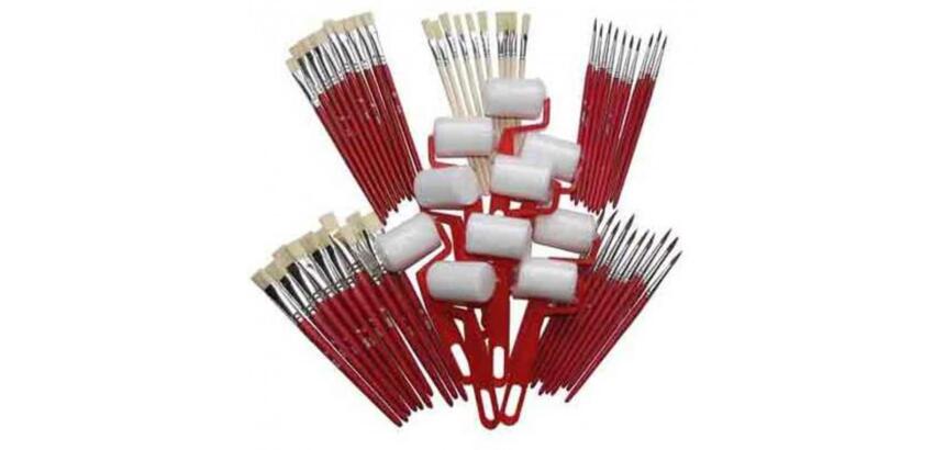 Lot assortiment de pinceaux brosses et rouleaux           differentes tailles 60 pieces assorties